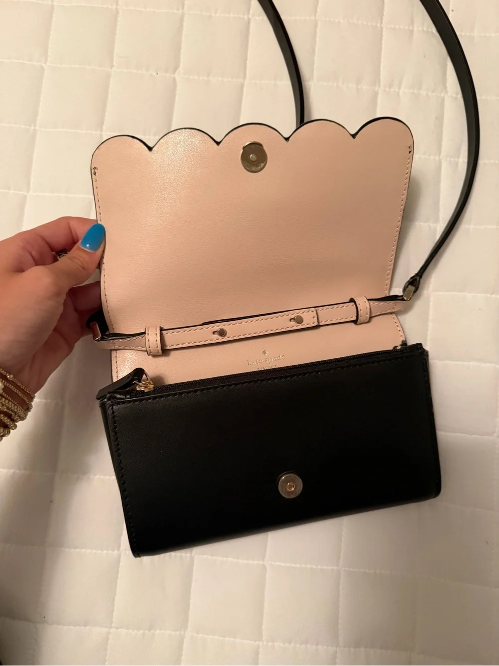 kate spade Black Scalloped Flap Leather Crossbody